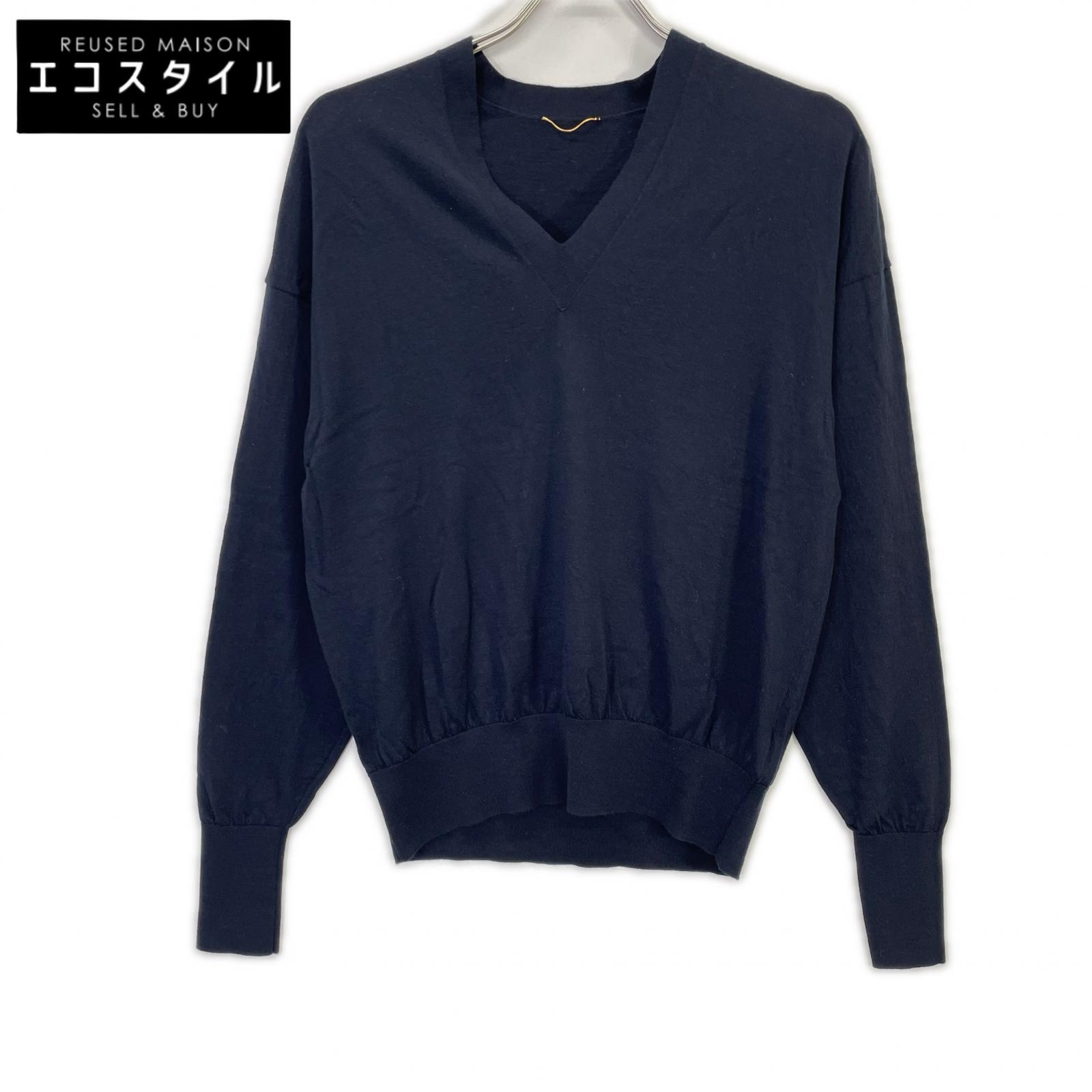 L'Appartement アパルトモン 24AW ネイビー WISH High Gauge V Neck Pullover トップス