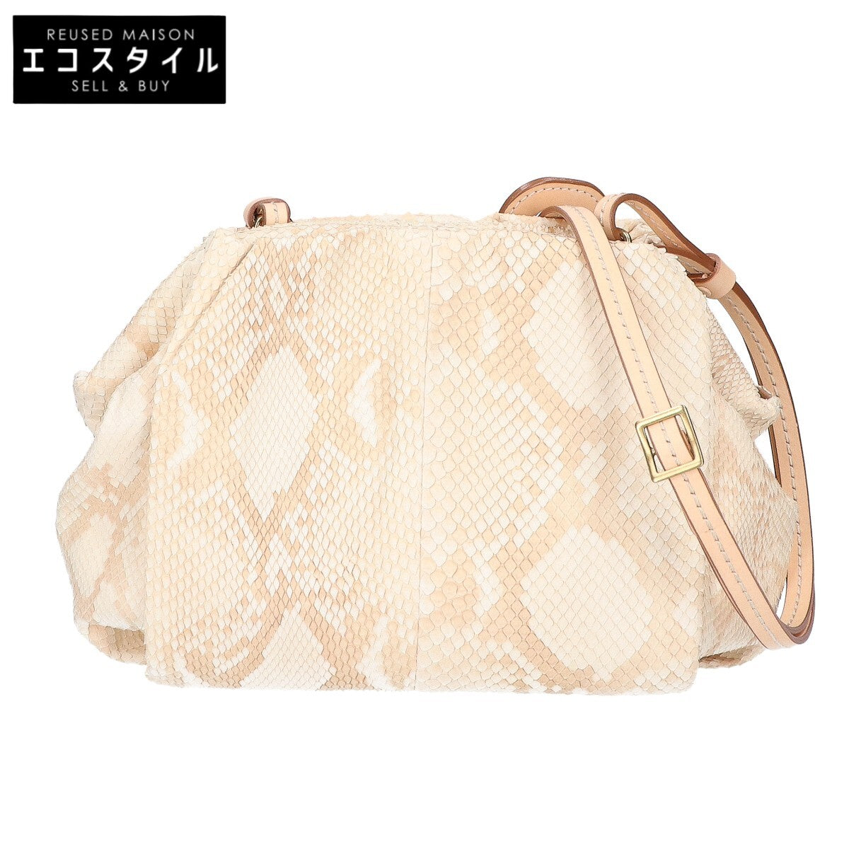 genten GENTEN [Mint Condition] Diamond Python x Leather Shoulder Bag
