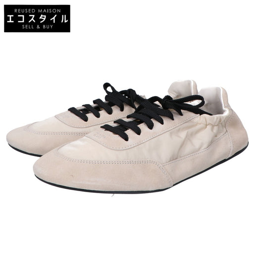 PRADA 1E959N Ivory Collapsed Re-Nylon x Suede Sneakers