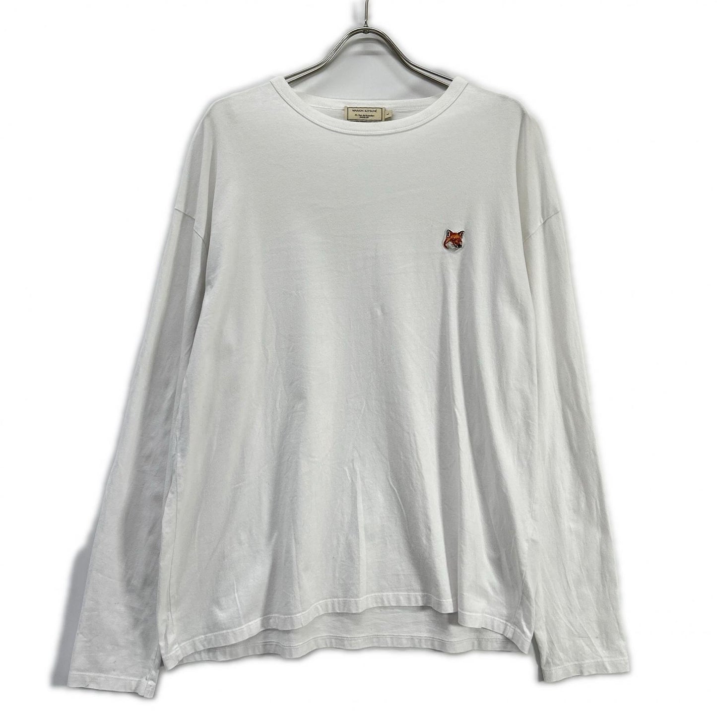 MAISON KITSUNE メゾンキツネ FU001630010 ホワイト フォックスヘッドパッチ ロングスリーブカットソー トップス