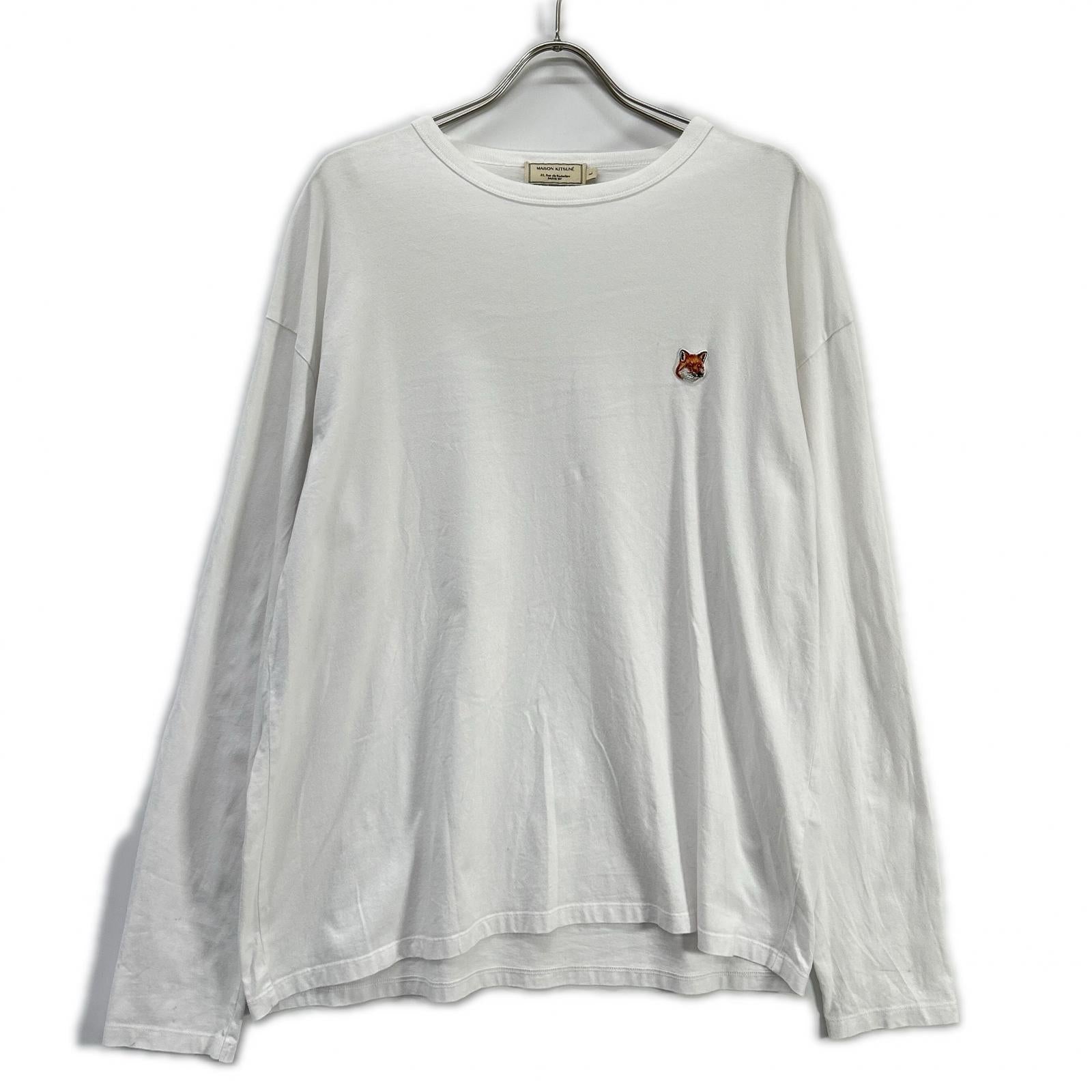 MAISON KITSUNE メゾンキツネ FU001630010 ホワイト フォックスヘッドパッチ ロングスリーブカットソー トップス