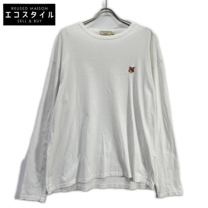 MAISON KITSUNE メゾンキツネ FU001630010 ホワイト フォックスヘッドパッチ ロングスリーブカットソー トップス