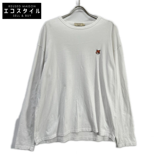 MAISON KITSUNE メゾンキツネ FU001630010 ホワイト フォックスヘッドパッチ ロングスリーブカットソー トップス