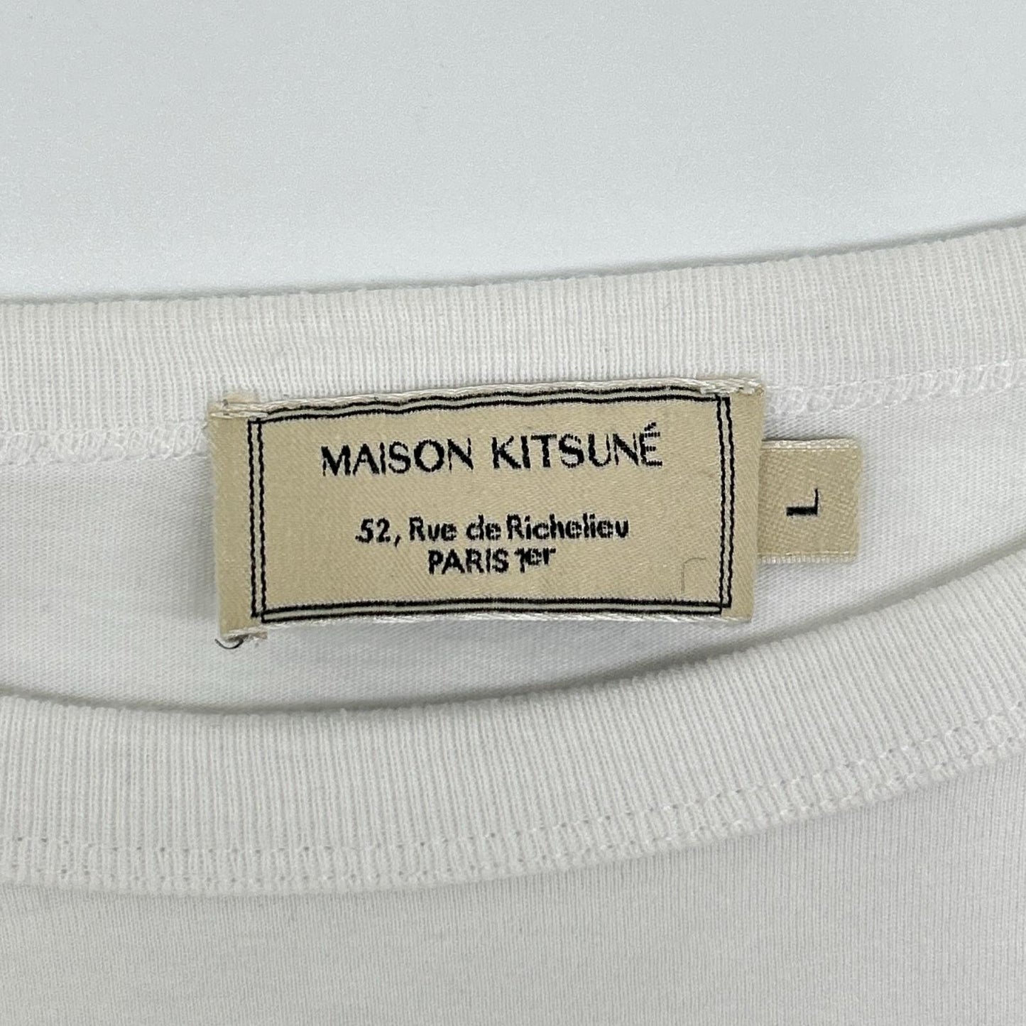 MAISON KITSUNE メゾンキツネ FU001630010 ホワイト フォックスヘッドパッチ ロングスリーブカットソー トップス