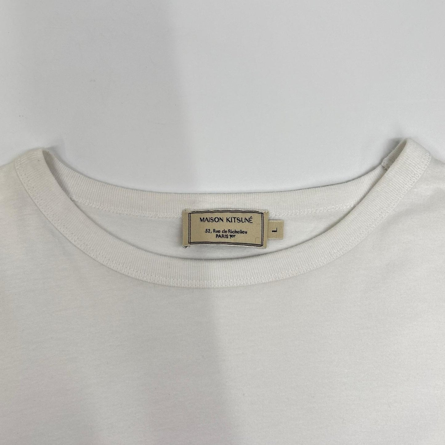 MAISON KITSUNE メゾンキツネ FU001630010 ホワイト フォックスヘッドパッチ ロングスリーブカットソー トップス