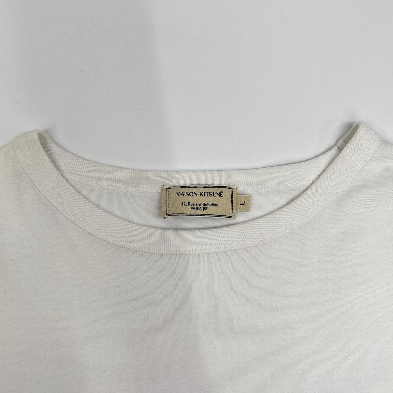 MAISON KITSUNE メゾンキツネ FU001630010 ホワイト フォックスヘッドパッチ ロングスリーブカットソー トップス