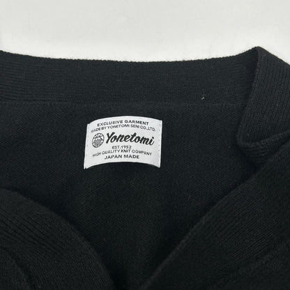 Yonetomi 95-244-023 Black 100% Cashmere Basic Knit Cardigan Top