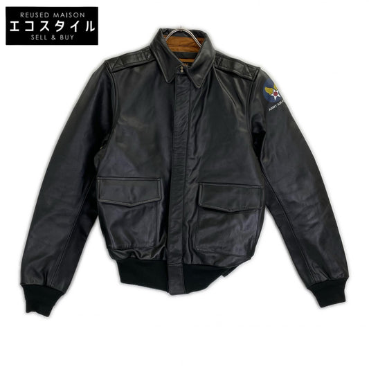 HOUSTON ヒューストン 8173 ブラック A-2 LEATHER JACKET ジャケット