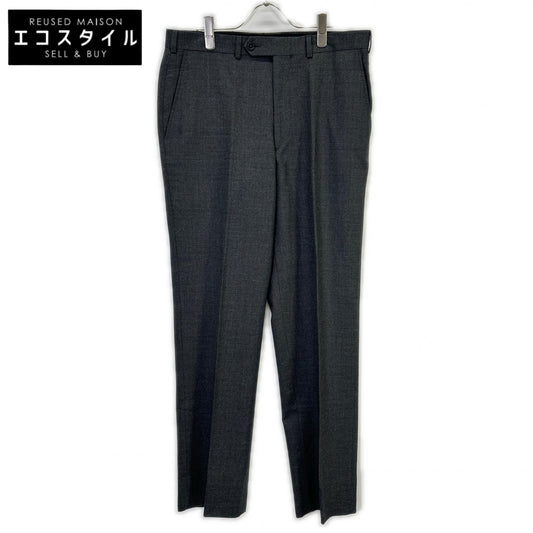 19-20-3760 Gray Wool Center-Pleated Tapered Slacks Bottoms 34 Men's
