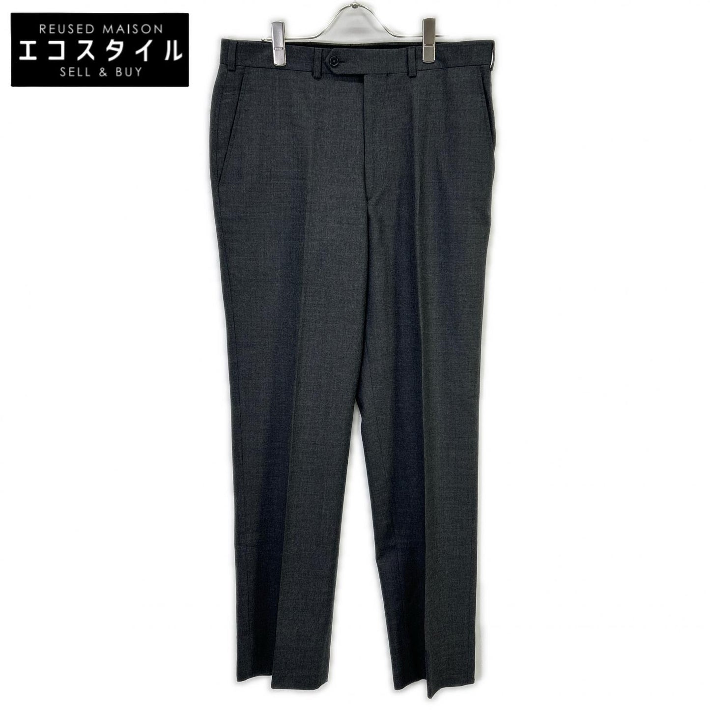 19-20-3760 Gray Wool Center-Pleated Tapered Slacks Bottoms 34 Men's