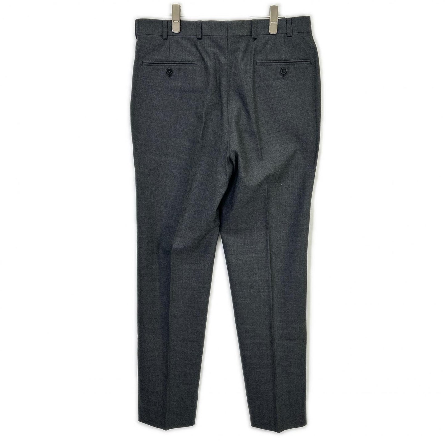 19-20-3760 Gray Wool Center-Pleated Tapered Slacks Bottoms 34 Men's