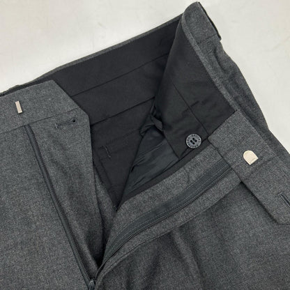 19-20-3760 Gray Wool Center-Pleated Tapered Slacks Bottoms 34 Men's