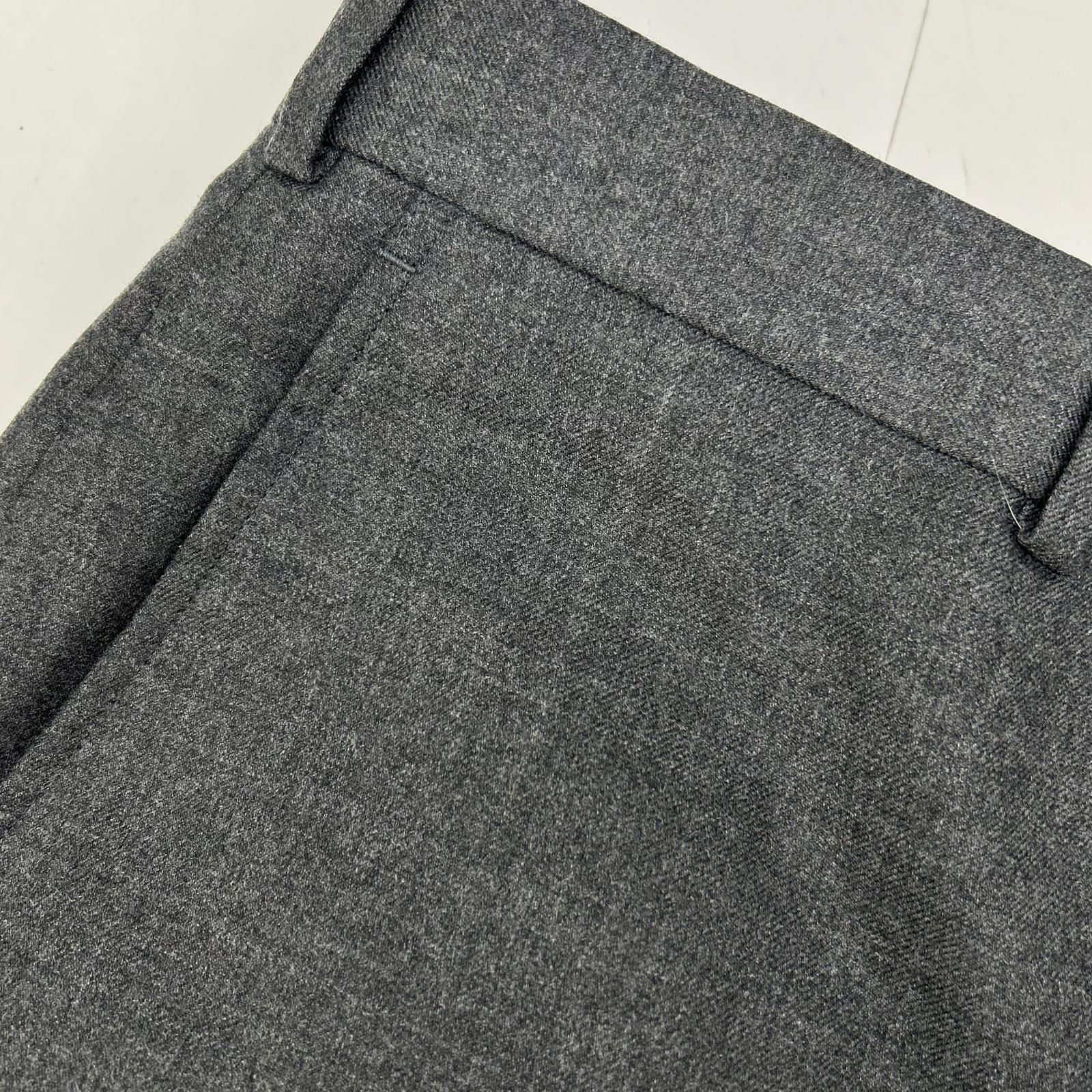 19-20-3760 Gray Wool Center-Pleated Tapered Slacks Bottoms 34 Men's