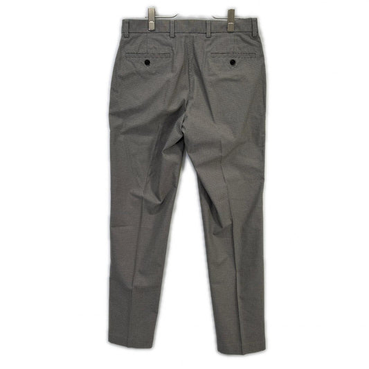100144432 Beige Cotton Blend Houndstooth Center Press Tapered Slacks Bottoms W32×L32 Men's