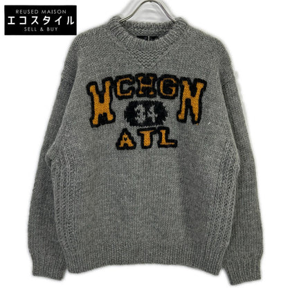 RICE NINE TEN HKN-SW Grey Three-Needle Embroidery HAND KNITTING SWEATSHIRT Top