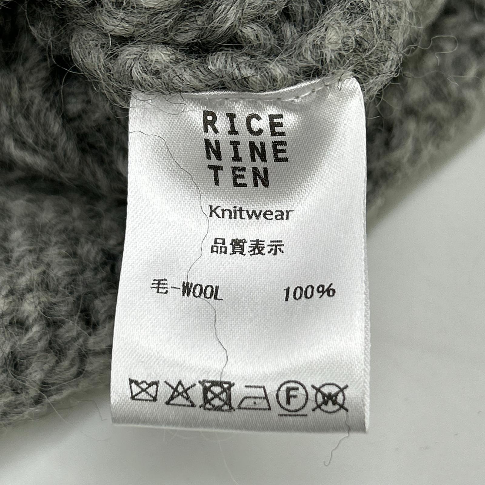 RICE NINE TEN HKN-SW Grey Three-Needle Embroidery HAND KNITTING SWEATSHIRT Top