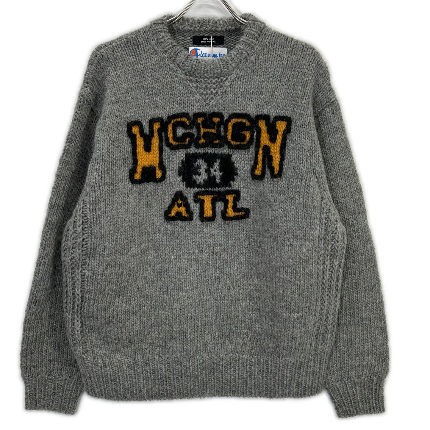 RICE NINE TEN 米九十 HKN-SW 灰色 三段刺绣 HAND KNITTING SWAETSHIRT 上衣