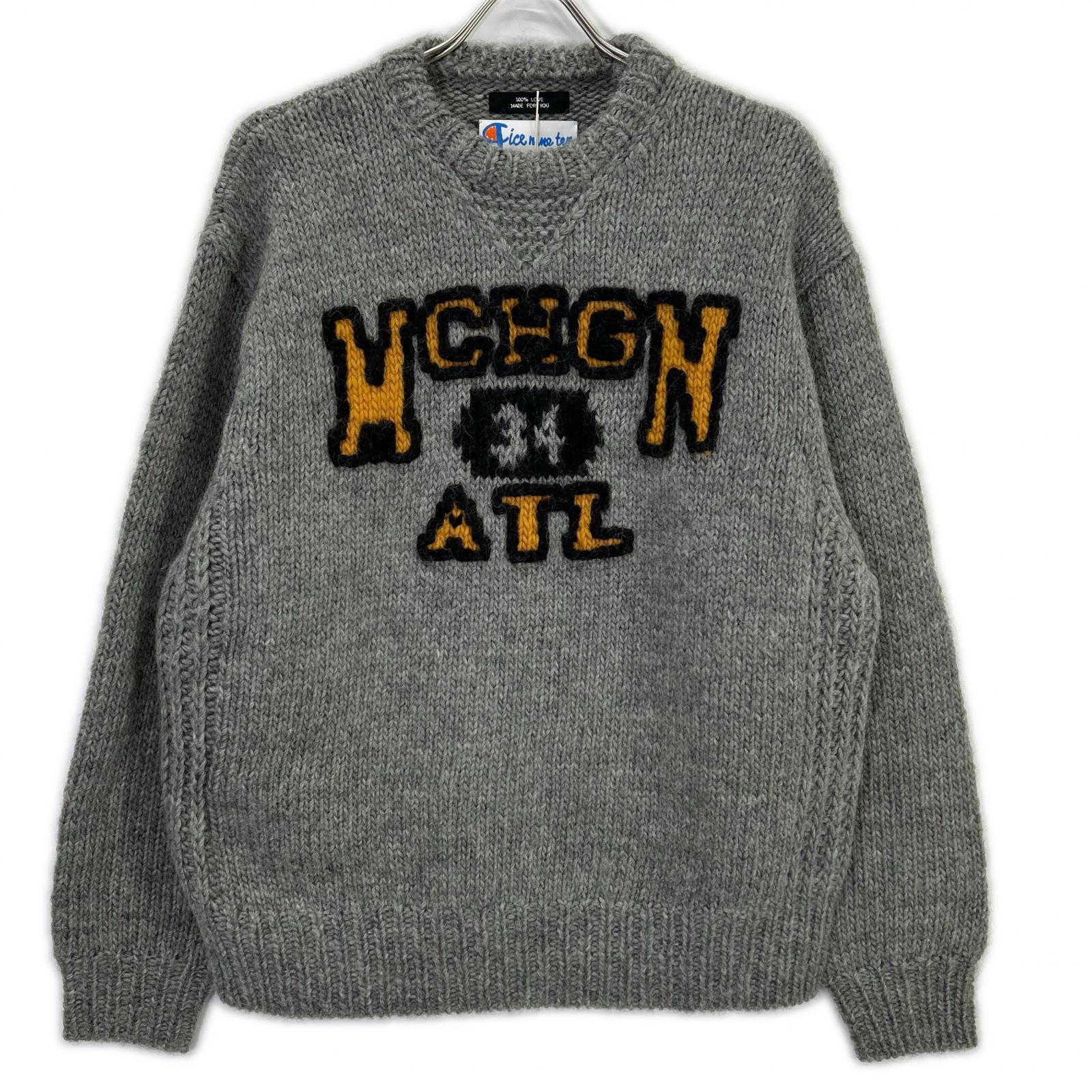 RICE NINE TEN 米九十 HKN-SW 灰色 三段刺绣 HAND KNITTING SWAETSHIRT 上衣