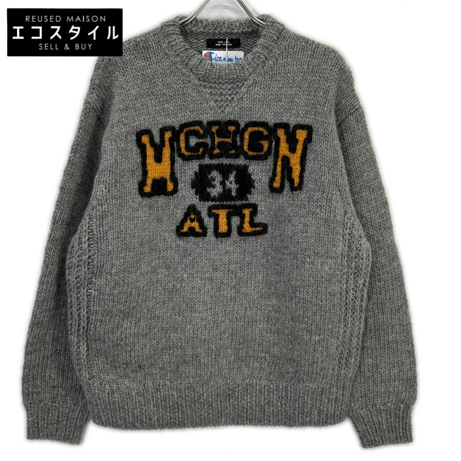 RICE NINE TEN 米九十 HKN-SW 灰色 三段刺绣 HAND KNITTING SWAETSHIRT 上衣