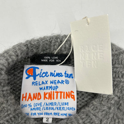 RICE NINE TEN 米九十 HKN-SW 灰色 三段刺绣 HAND KNITTING SWAETSHIRT 上衣