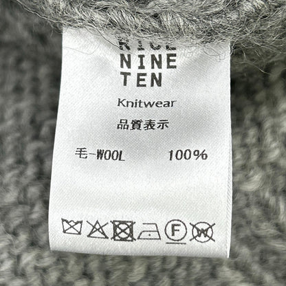 RICE NINE TEN 米九十 HKN-SW 灰色 三段刺绣 HAND KNITTING SWAETSHIRT 上衣