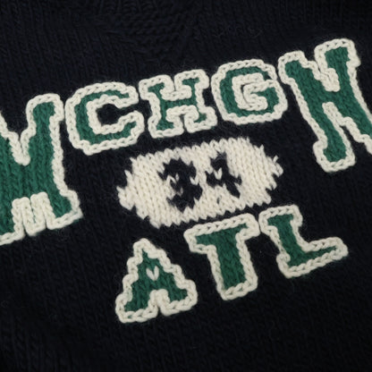 RICE NINE TEN [New] HKN-SW 3-Tier Embroidered HAND KNITTING SWEATSHIRT Knit Sweater Top