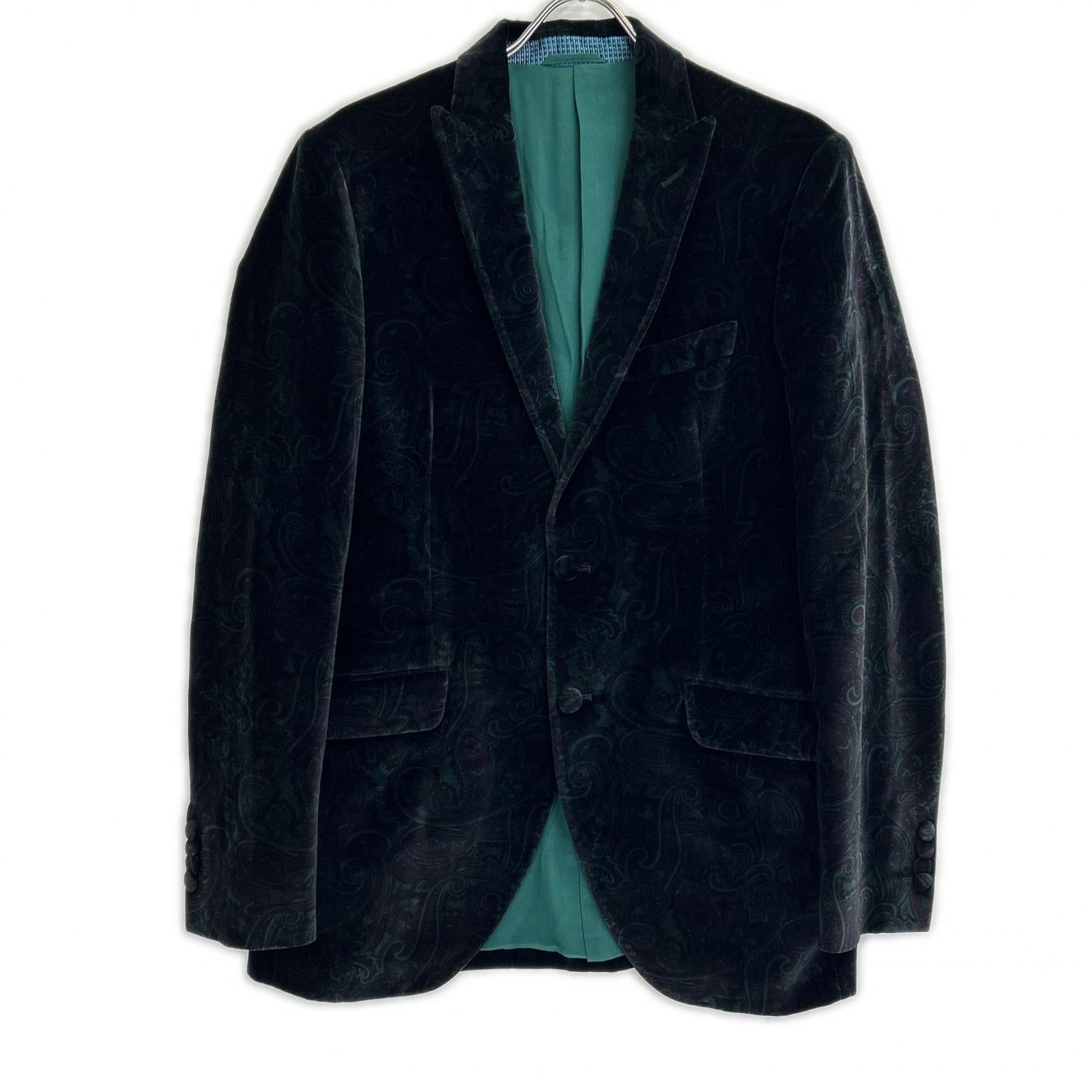 ETRO エトロ ブラック ベロア ペイズリー柄 テーラードジャケット ジャケット