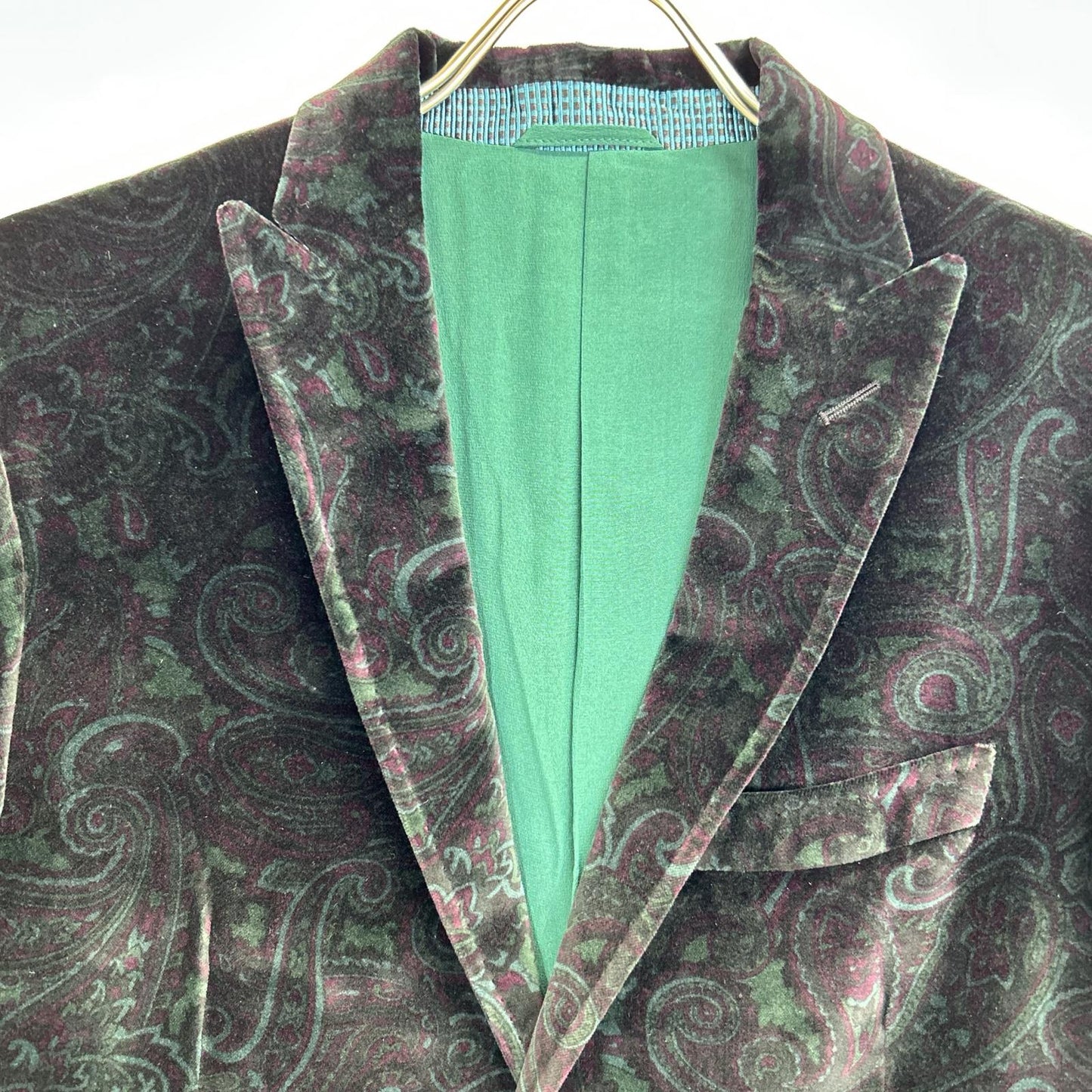ETRO Black Velour Paisley Pattern Tailored Jacket Jacket 50 Men's