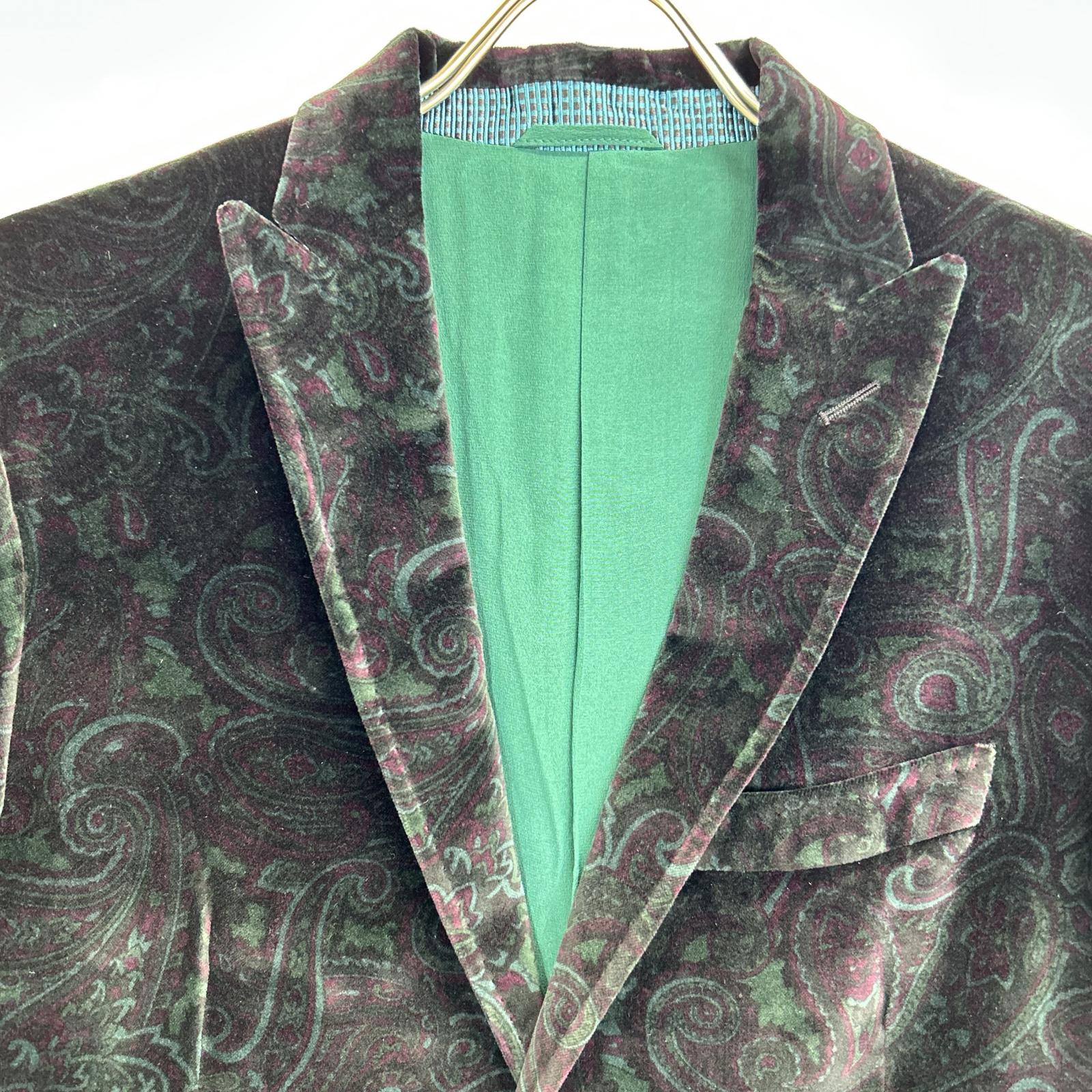 ETRO Black Velour Paisley Pattern Tailored Jacket Jacket 50 Men's