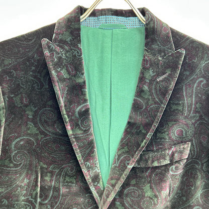 ETRO Black Velour Paisley Pattern Tailored Jacket Jacket 50 Men's