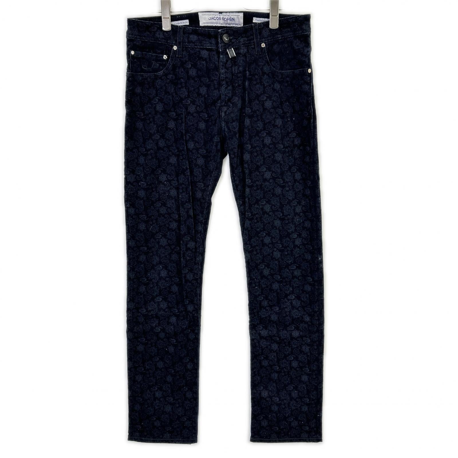 Navy Waffle Corduroy Paisley Straight Pants Bottoms 31 Men's