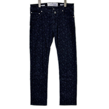Navy Waffle Corduroy Paisley Straight Pants Bottoms 31 Men's