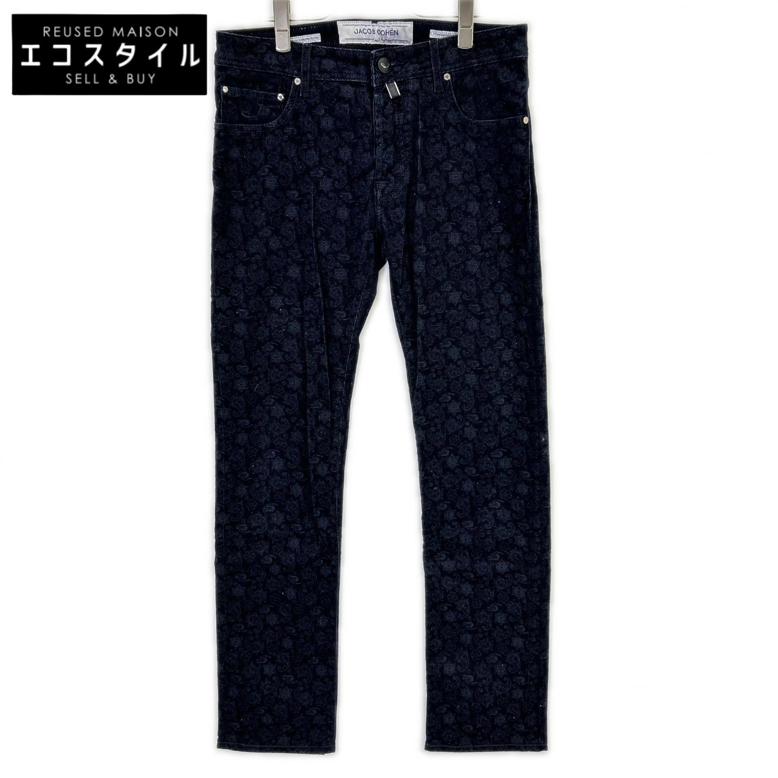 Navy Waffle Corduroy Paisley Straight Pants Bottoms 31 Men's