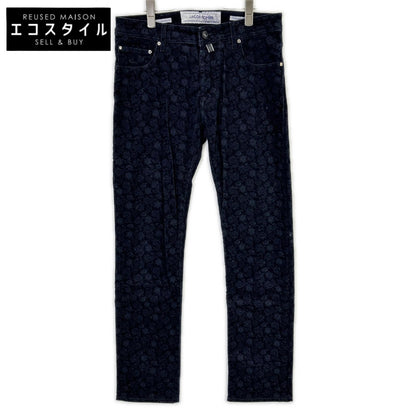 Navy Waffle Corduroy Paisley Straight Pants Bottoms 31 Men's