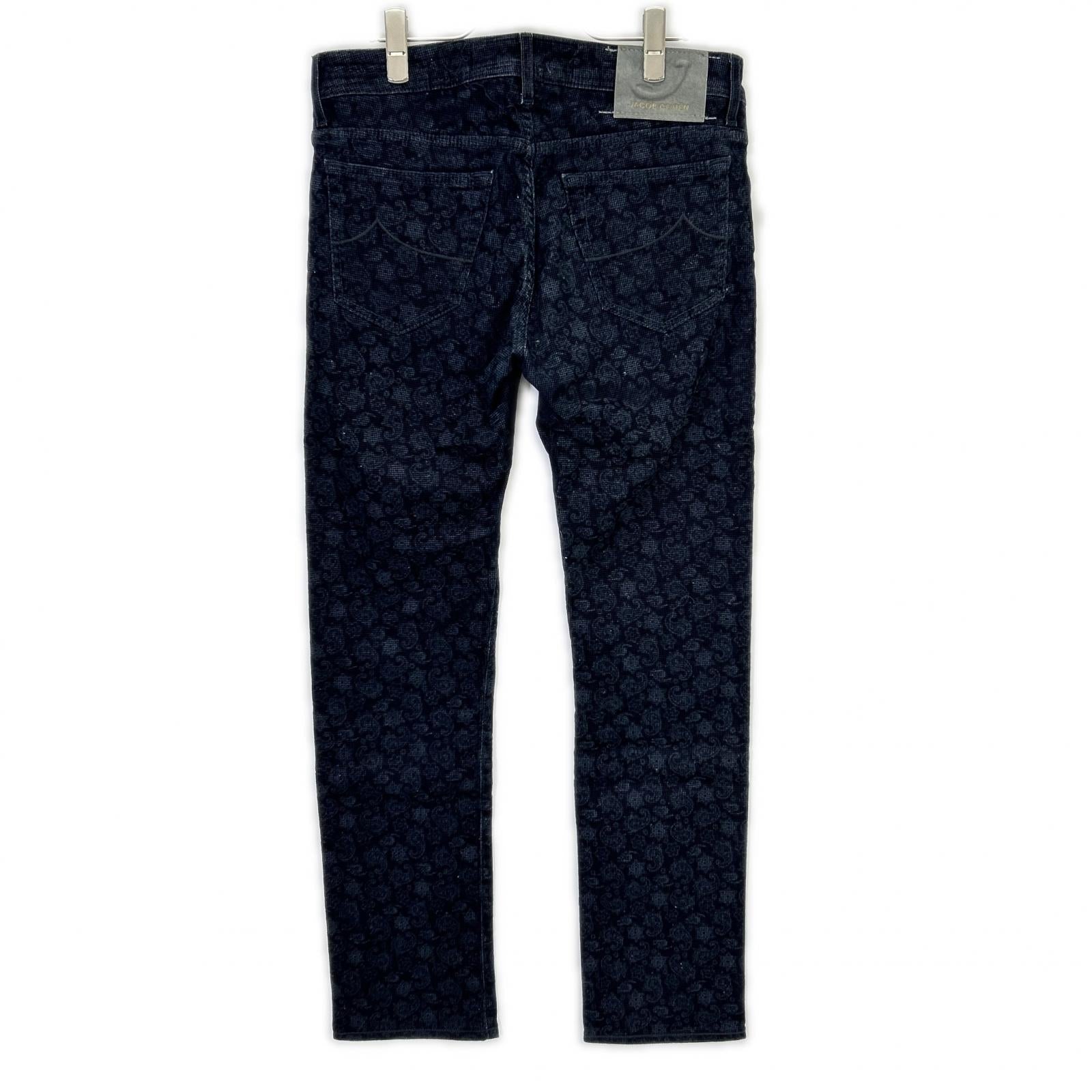 Navy Waffle Corduroy Paisley Straight Pants Bottoms 31 Men's