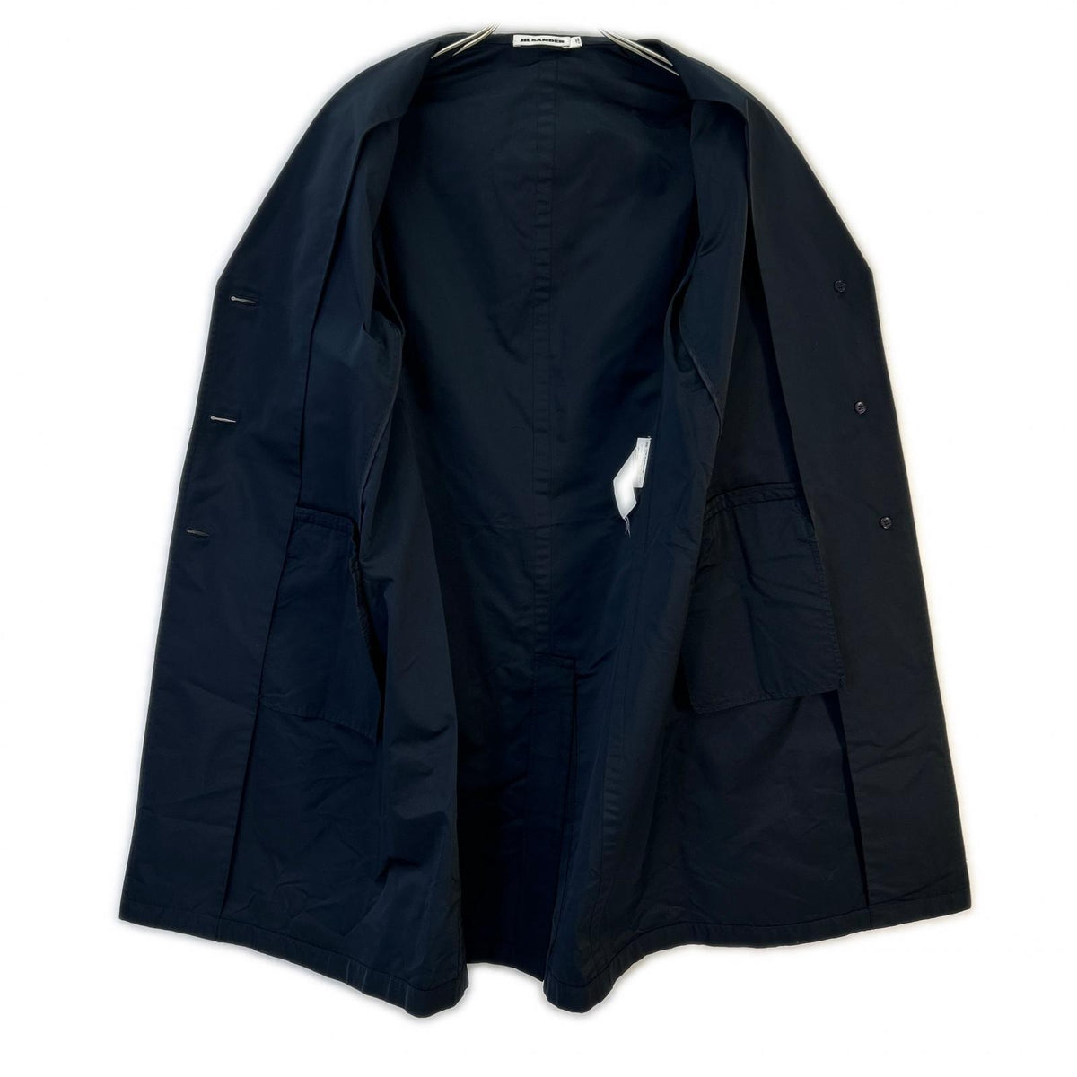 JILSANDER JSPH120505 navy lightweight silk-blend 3-button Chester coat coat