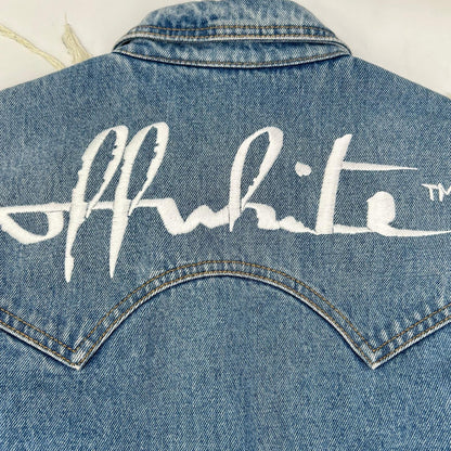 OFF-WHITE オフホワイト OWYM004E20DEN002 ライトブルー カットオフ ロングスリーブ デニムワンピース ワンピース