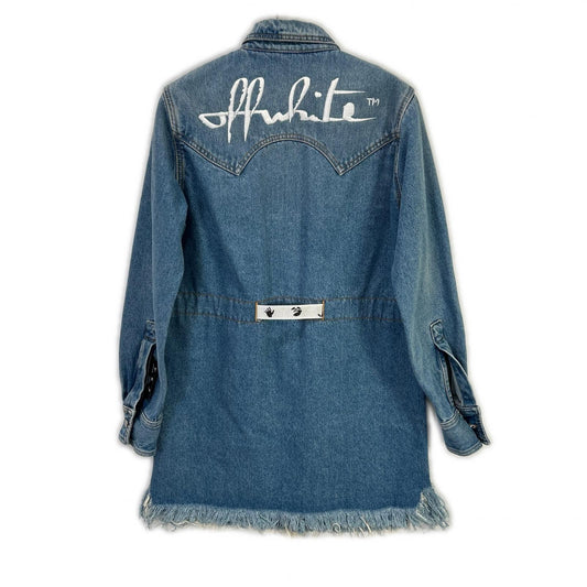 OFF-WHITE オフホワイト OWYM004E20DEN002 ライトブルー カットオフ ロングスリーブ デニムワンピース ワンピース