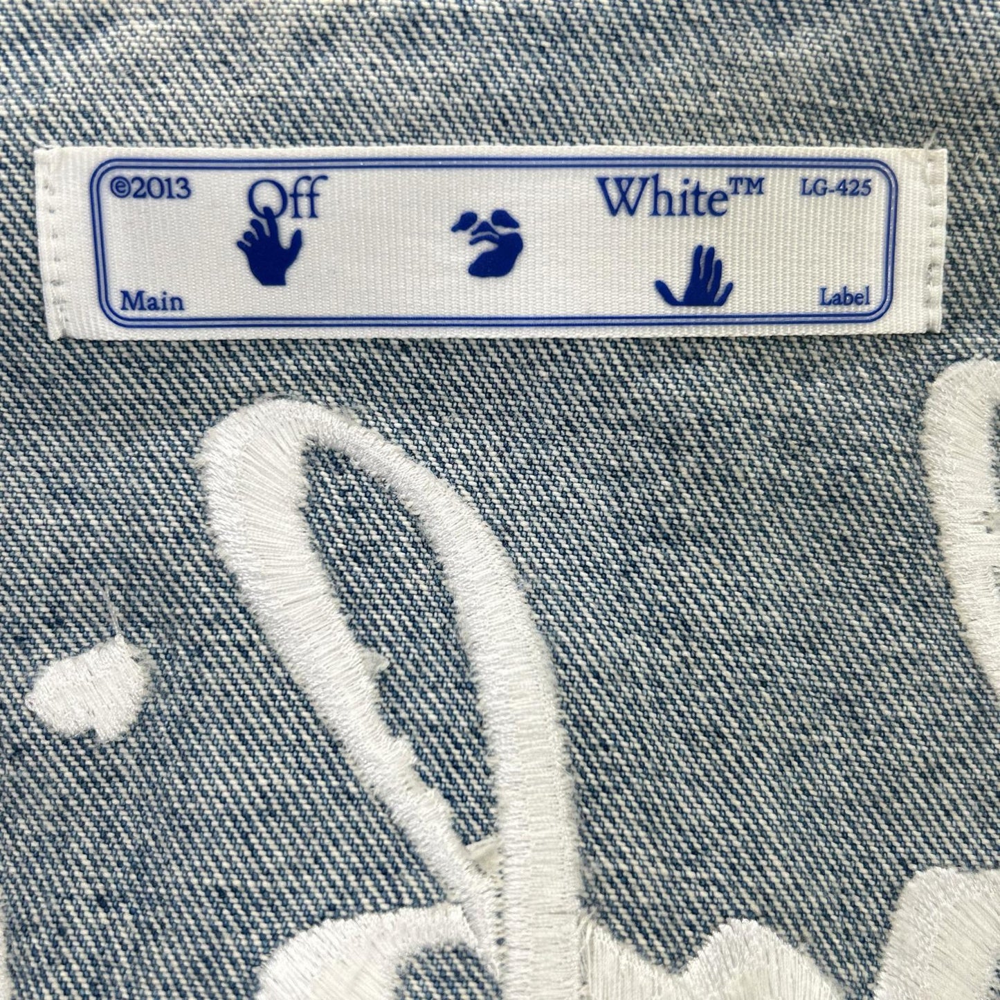 OFF-WHITE 联名款 OWYM004E20DEN002 浅蓝色 剪边长袖牛仔连衣裙