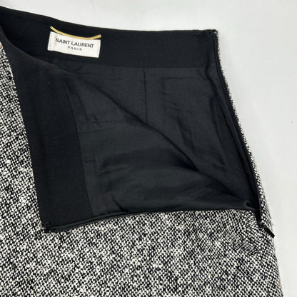 SAINT LAURENT PARIS 圣罗兰巴黎 533479 18年 白黑 羊毛 粗花呢长裙 半身裙