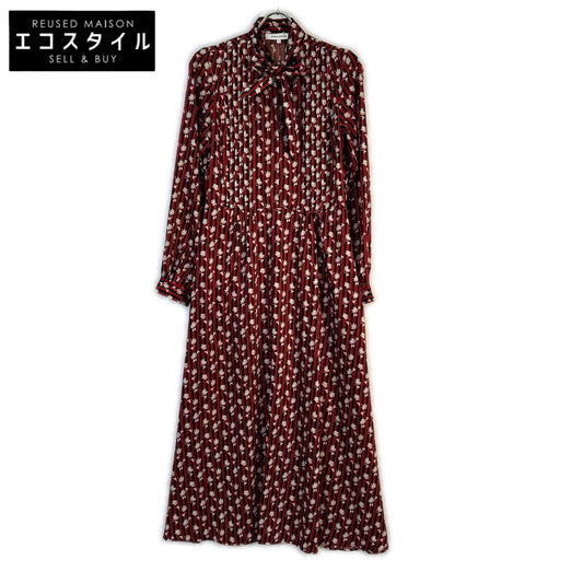 MAISON KITSUNE Maison Kitsuné LW01612WF4019 红黑花卉印花蝴蝶结条纹长连衣裙