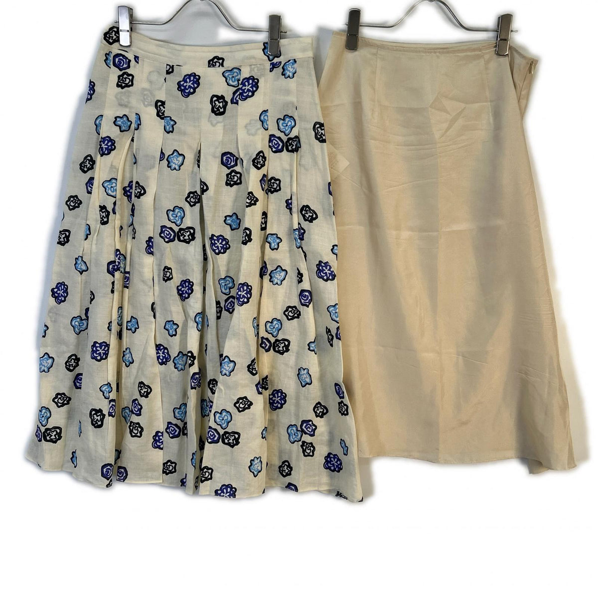 MARNI Marni GOMA0288V0 20 ivory 100% linen flower-print pleated skirt skirt