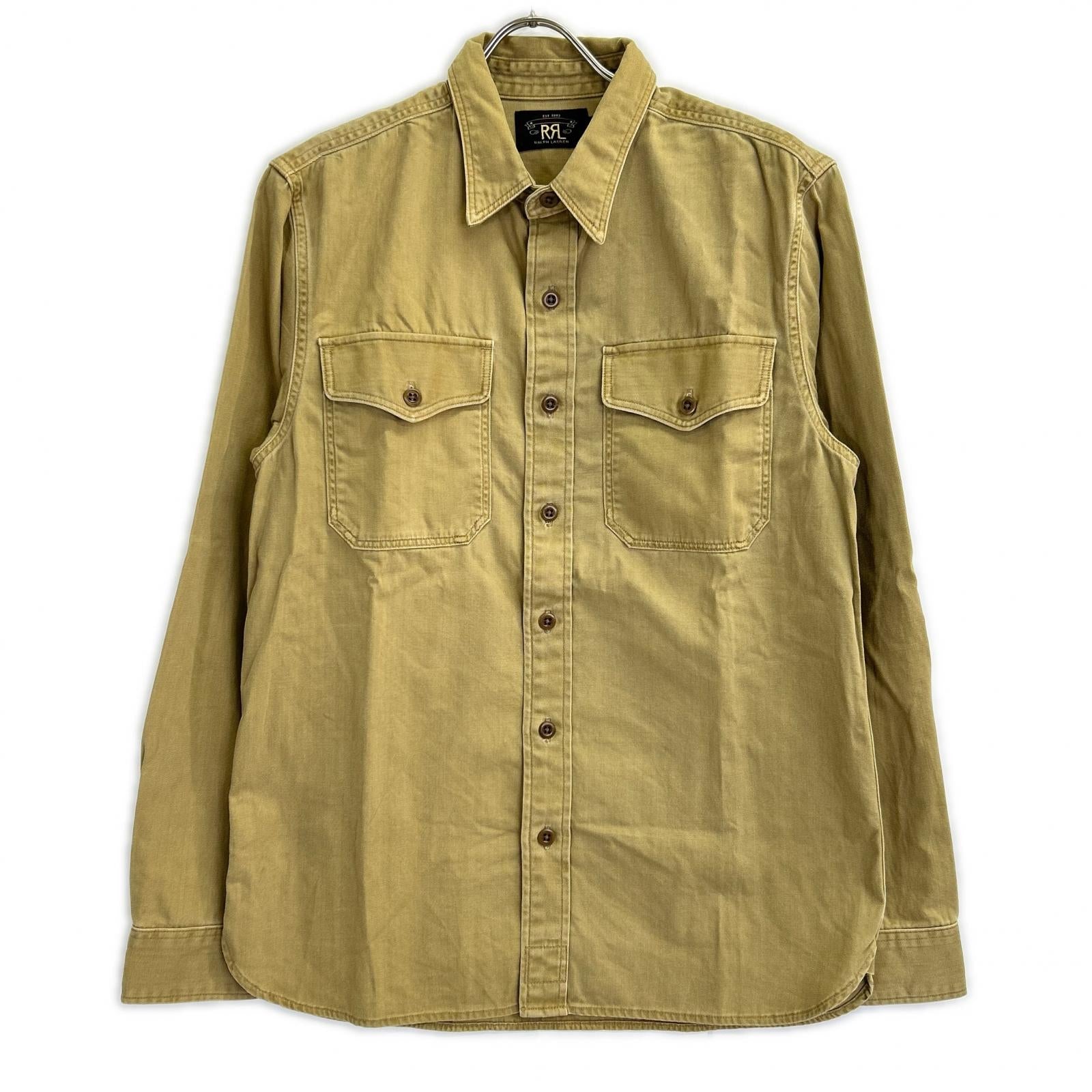 RRL ダブルアールエル ﾍﾞｰｼﾞｭ ｺｯﾄﾝ ﾂｲﾙ ｵﾌｨｻｰｽﾞ ﾜｰｸｼｬﾂ トップス M