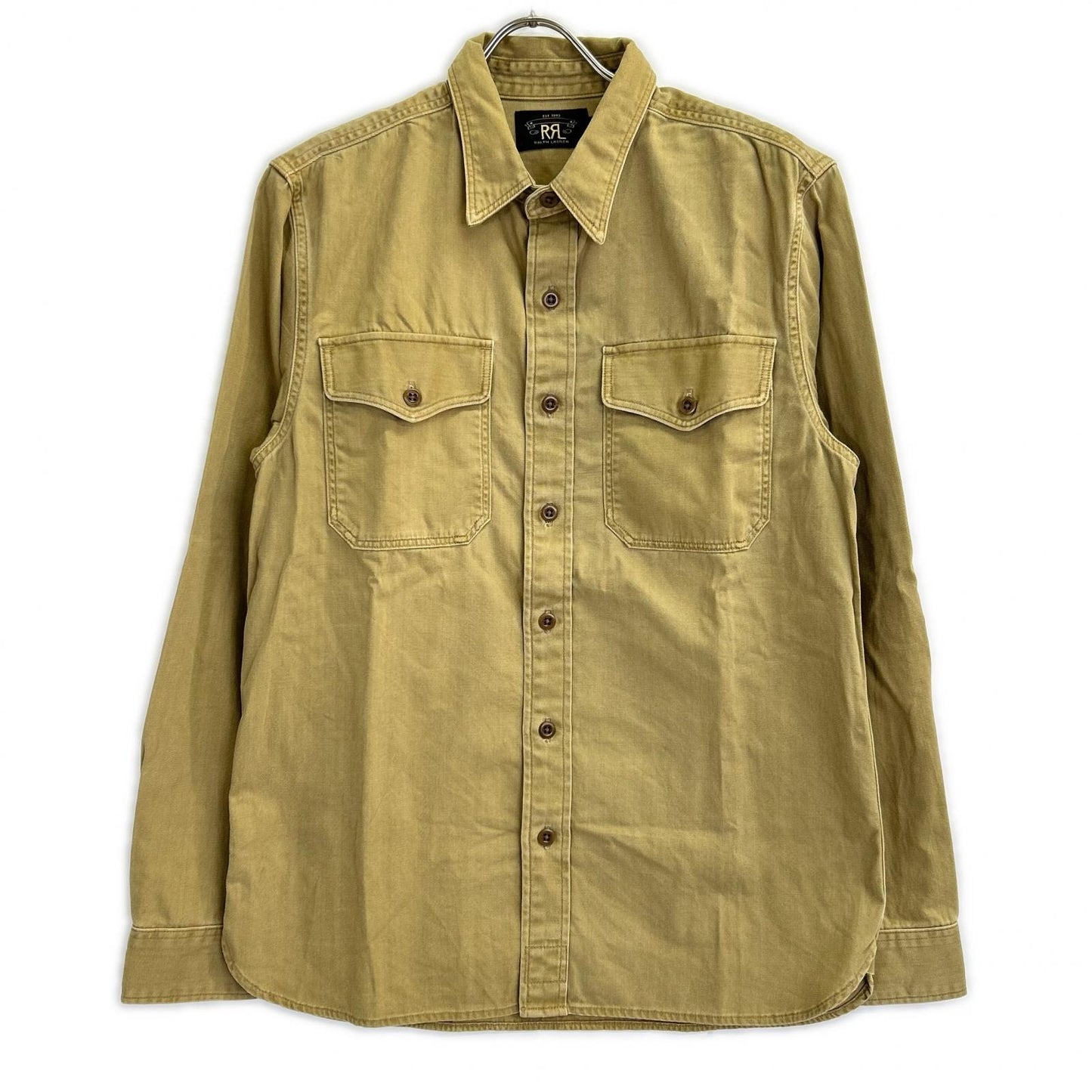 RRL ダブルアールエル ベージュ コットン ツイル オフィサーズ ワークシャツ トップス