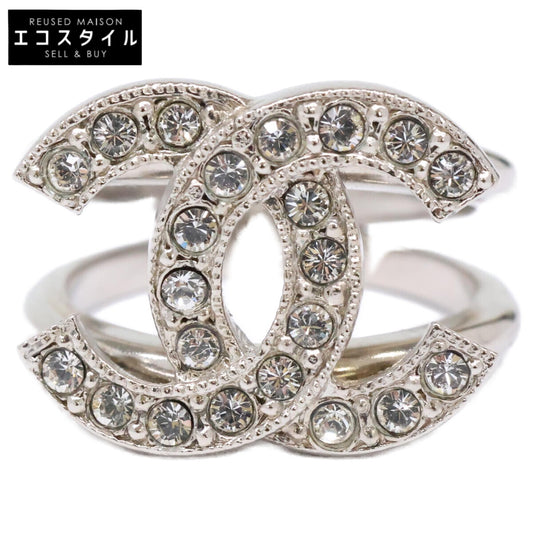 【美品】C22C ラインストーン ココマーク リング 指輪 レディース