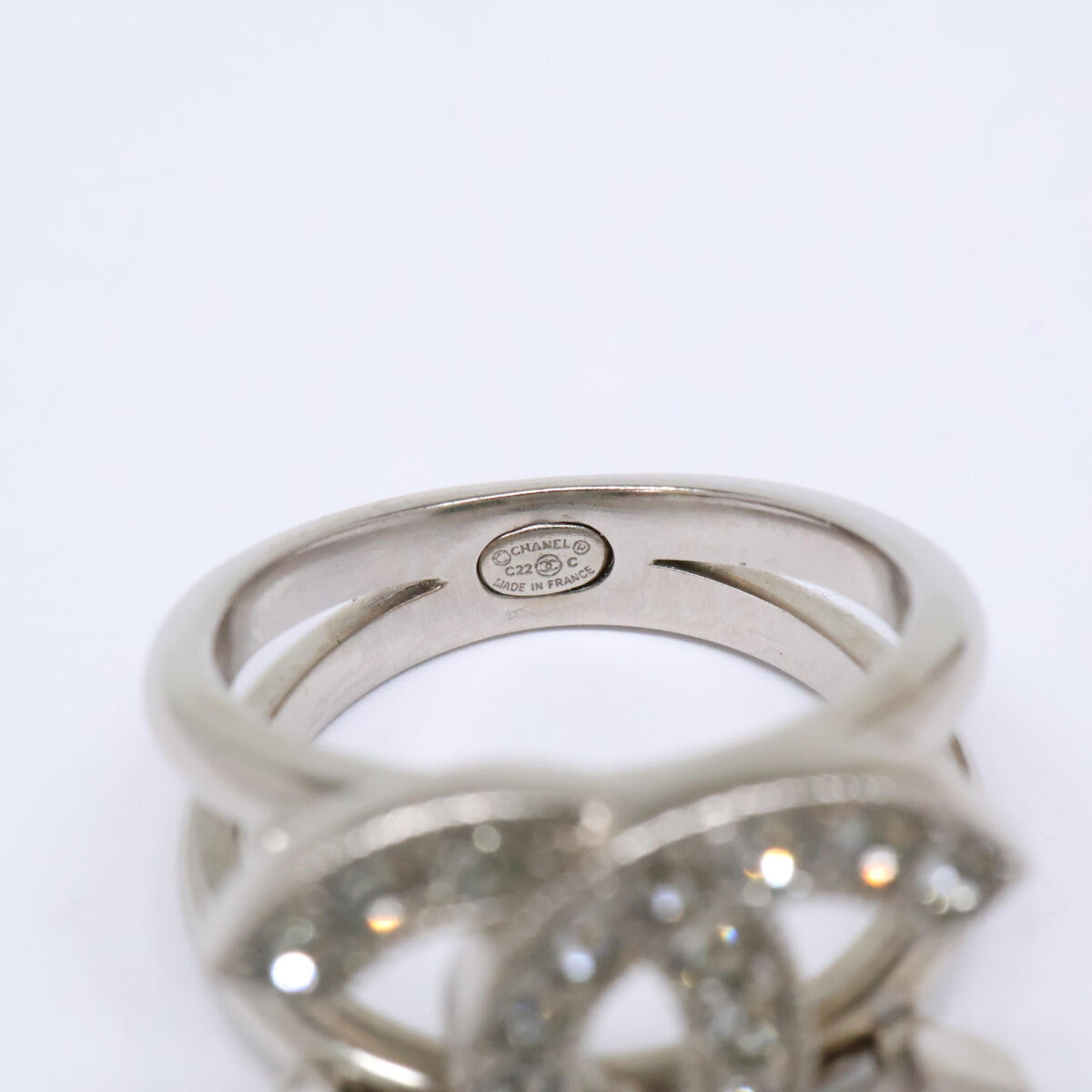 CHANEL シャネル 【美品】C22C ラインストーン ココマーク リング 指輪