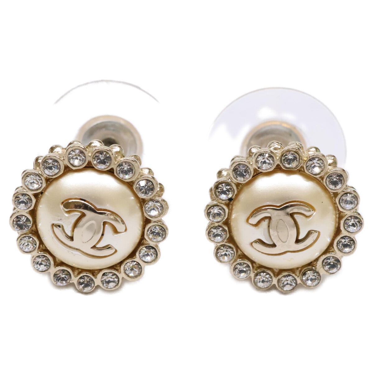 CHANEL シャネル 【美品】16A ココマーク ラインストーン イミテーションパール ピアス