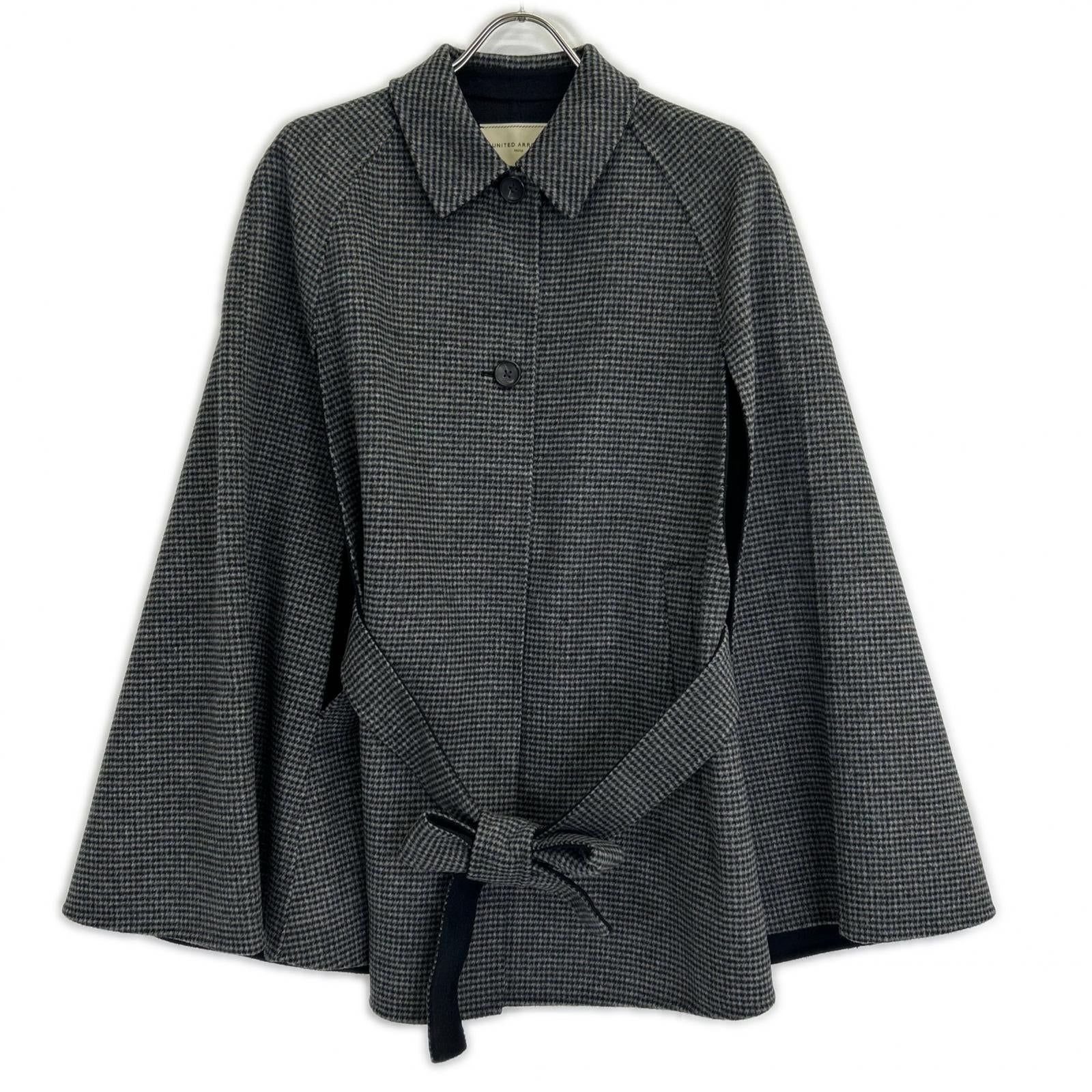 UNITED ARROWS ユナイテッドアローズ 1525-1-994801 ブラック ハウンドトゥース ベルト リバーケープコート コート