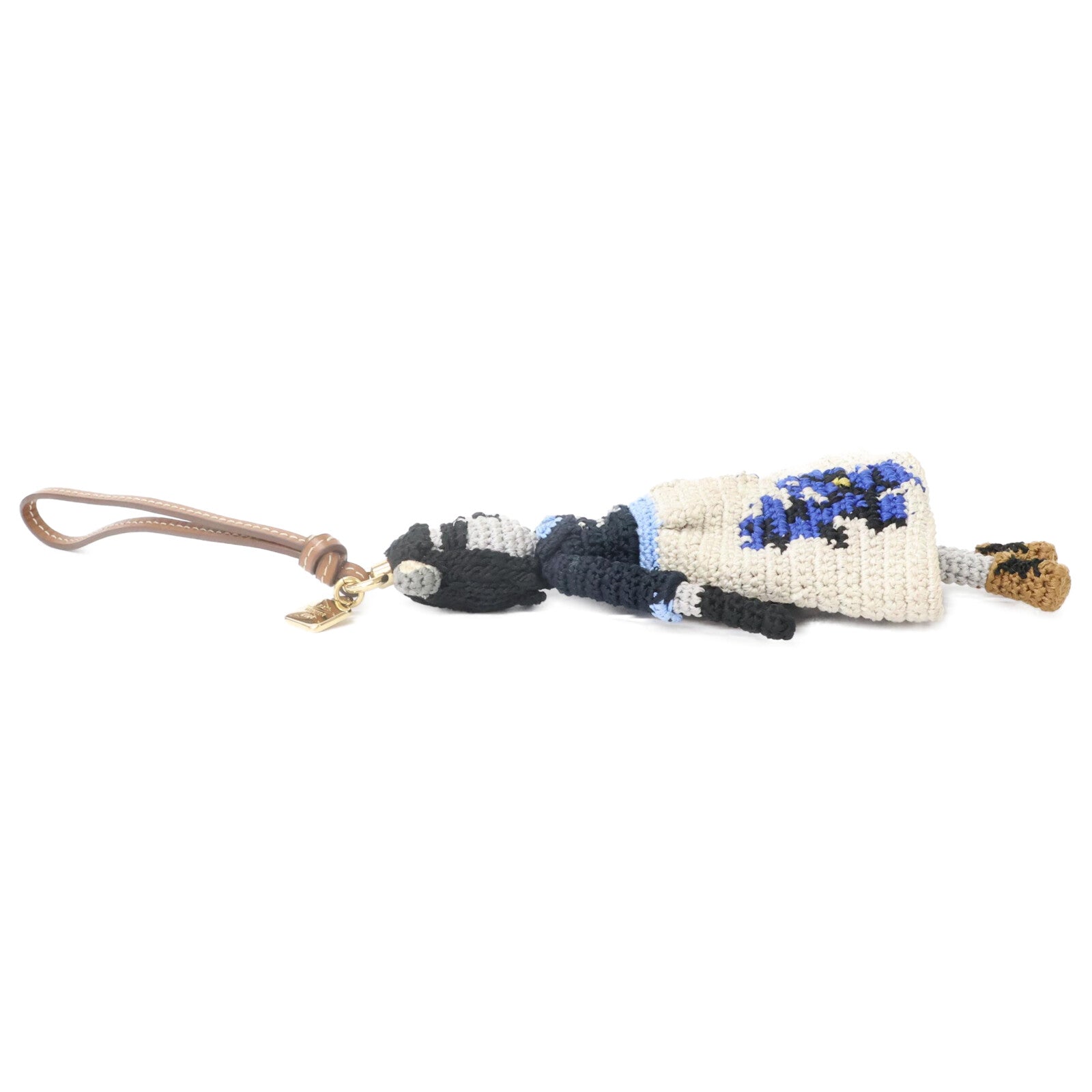 MIUMIU Miu Miu 24AW 5TT215 Technical Yarn Trick Leather Strap Bag Charm Key Holder