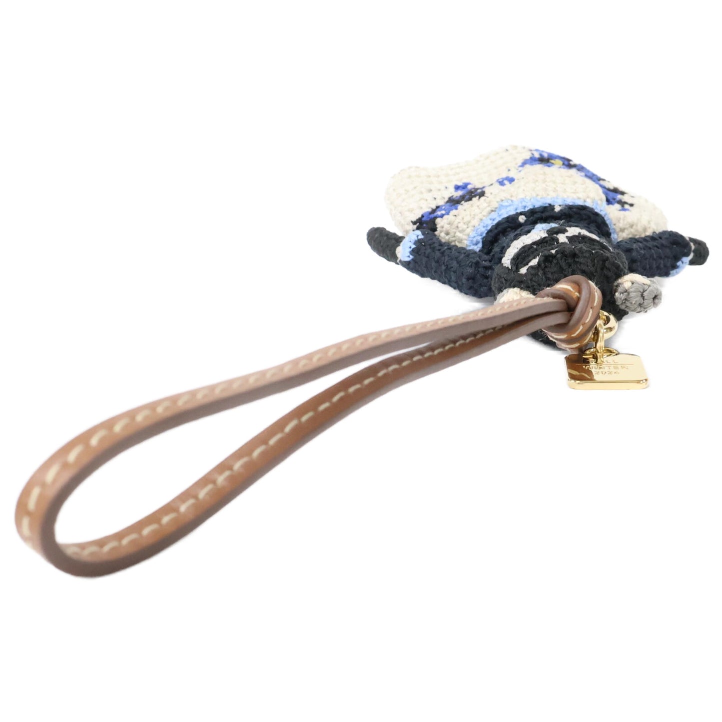 MIUMIU Miu Miu 24AW 5TT215 Technical Yarn Trick Leather Strap Bag Charm Key Holder